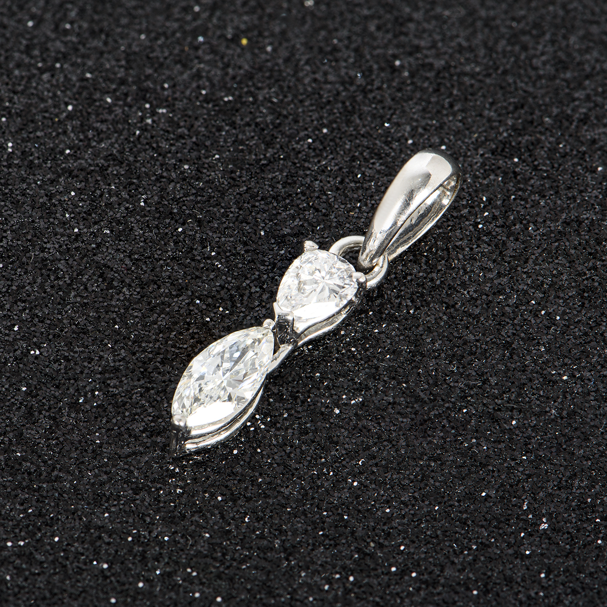 White Gold Pear & Marquise Cut Diamond Pendant 0.80ct